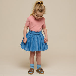 Cotton Skirt with Ric Rac Frill - Kids - Dusty Blue | 101039 Alma