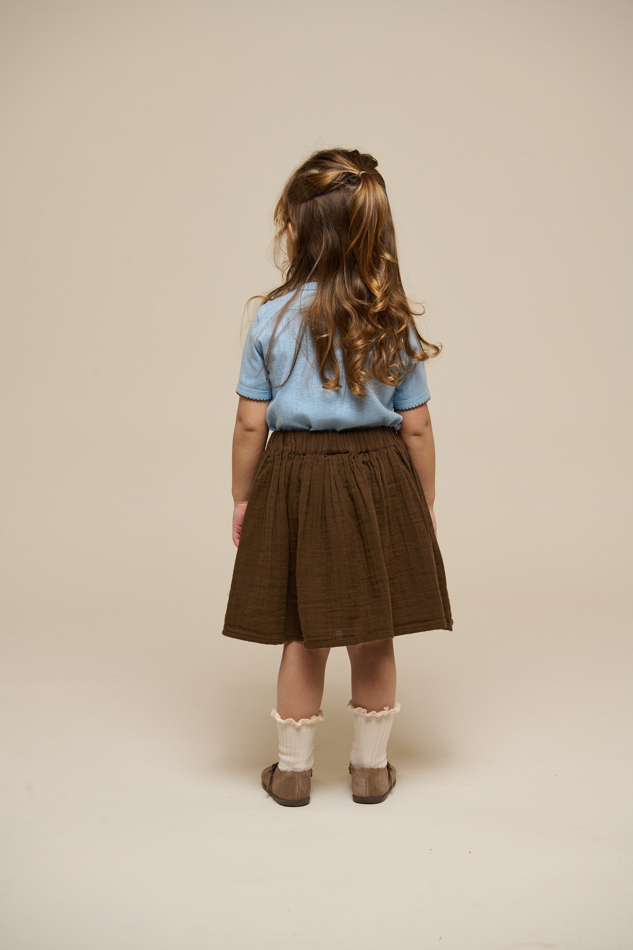 Pointelle t-shirt with contrast picot - Kids - Powder Blue | 101285 Drew