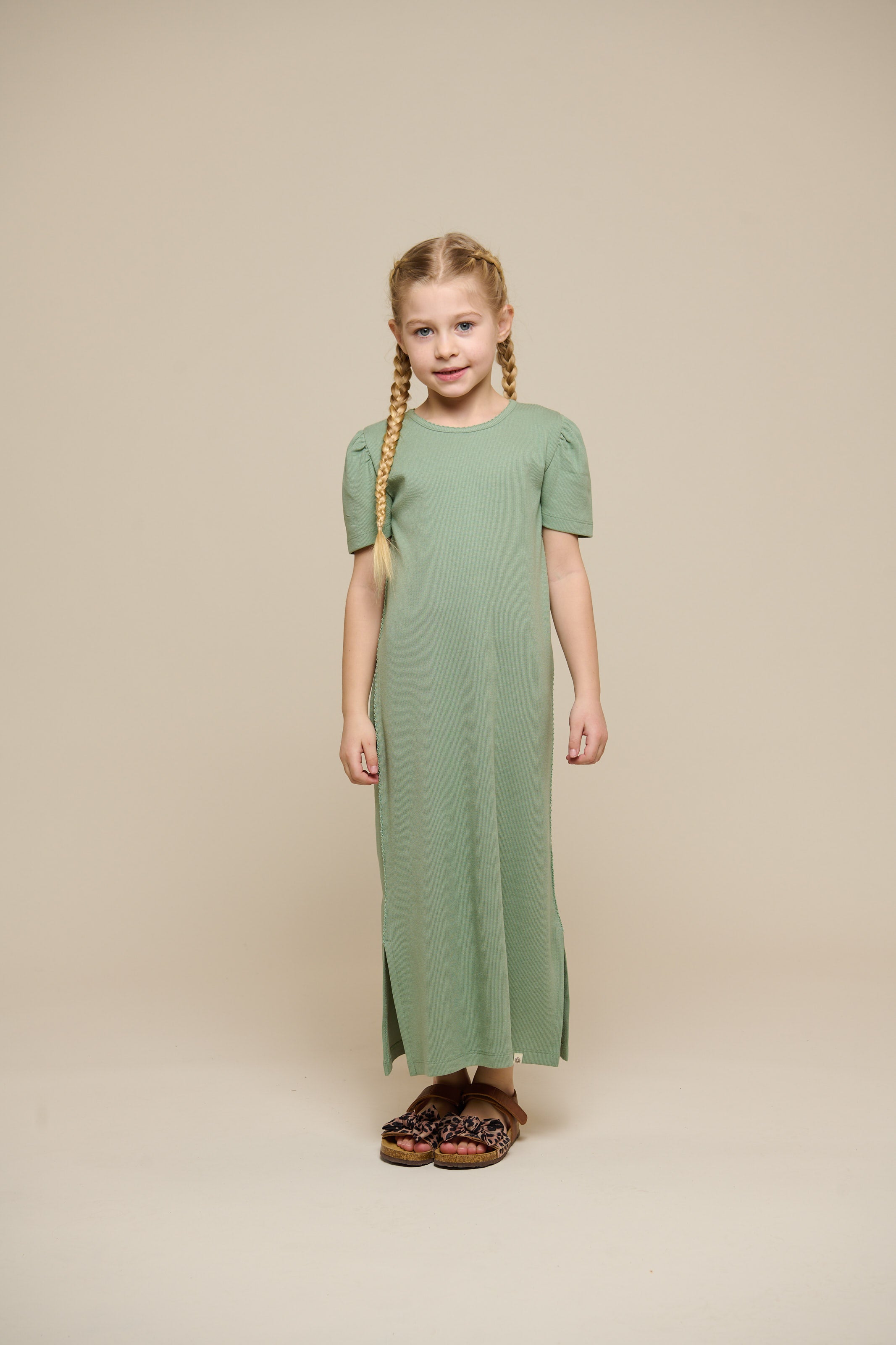 Modal Rib Long T-shirt Dress - Tween - Dusty Green | 101295 Lottie