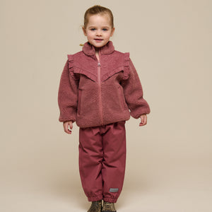 Pile Zip Jacket with Frills - Kids - Old Rose | 100636 Madison