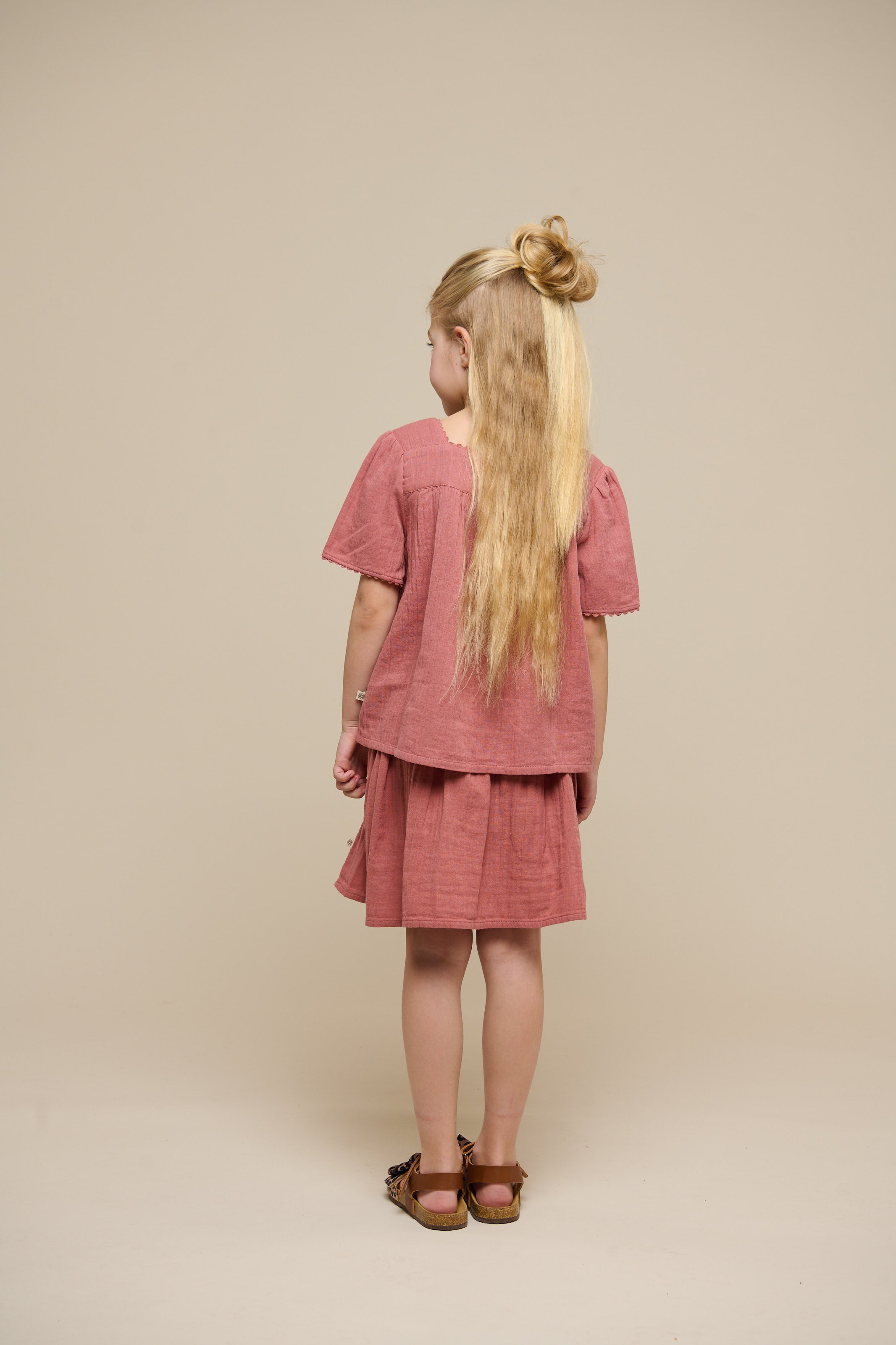 Gauze Short Sleeve Blouse - Tween - Old Rose | 100921 Jasmine