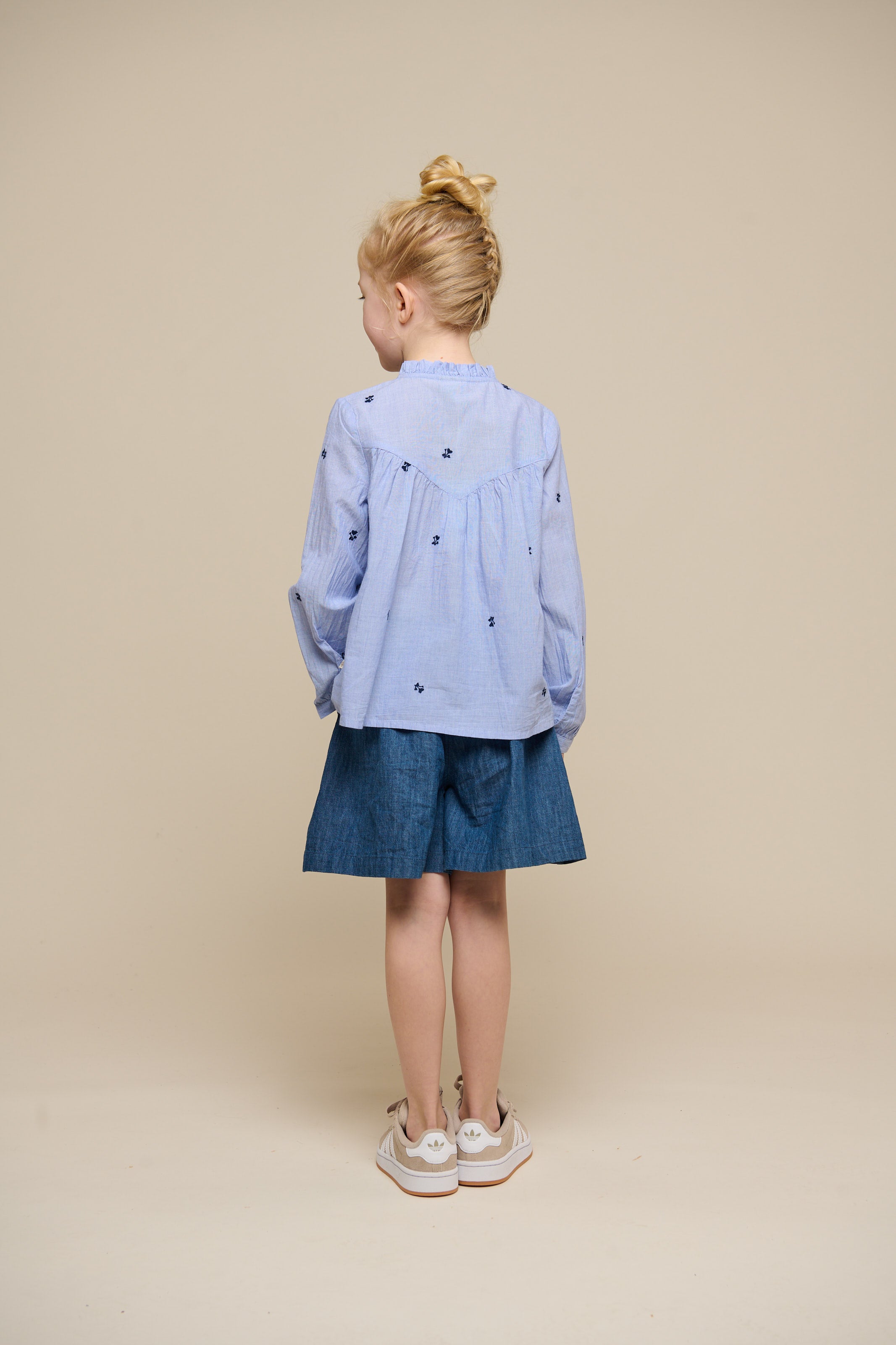 Embroidered Chambrey Shirt - Tween - Light Blue | 101091 Rose