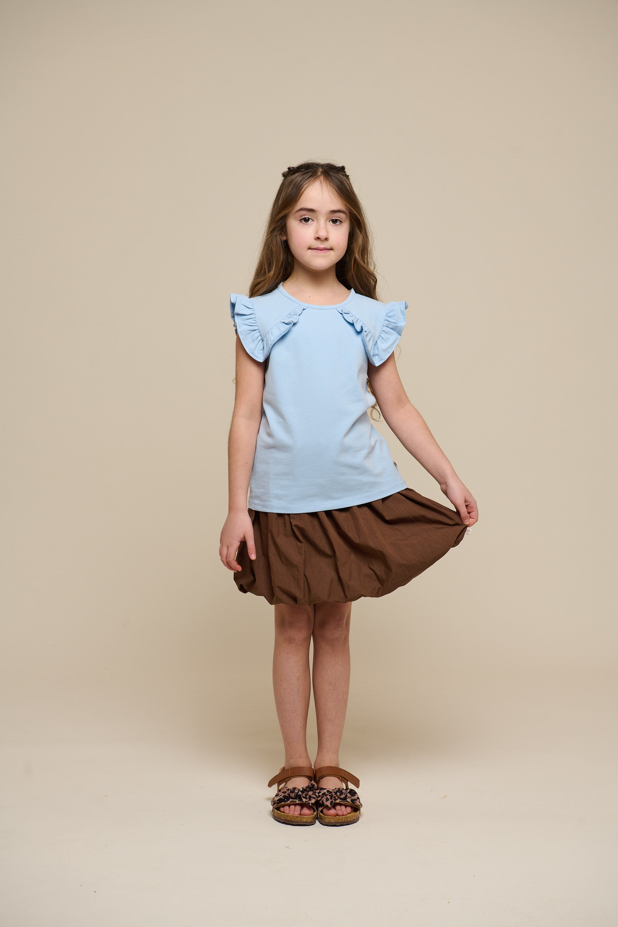 Frill Jersey Top - Tween - Powder Blue | 101268 Selma