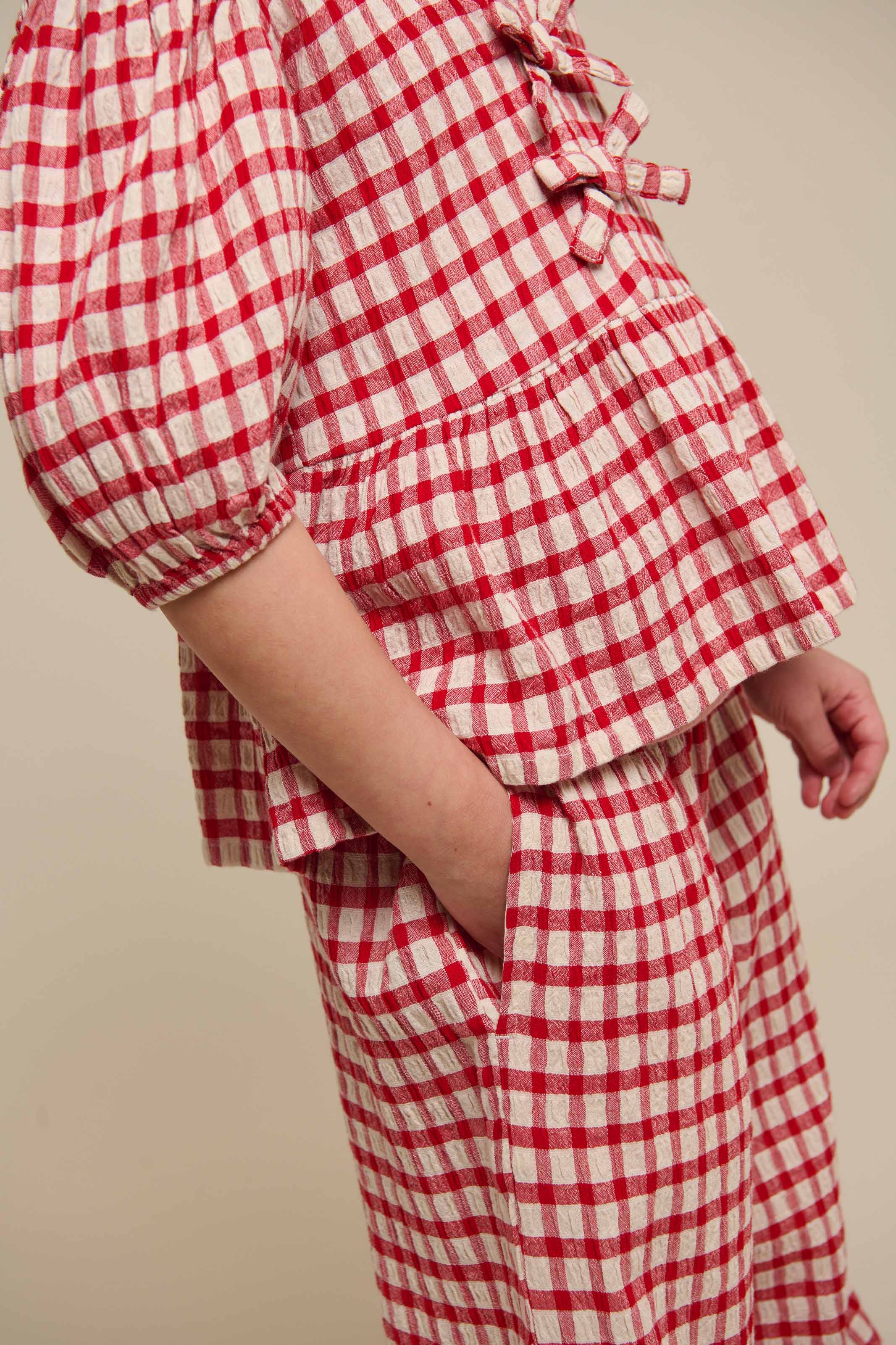 Checked Cotton Blouse - Tween - Cherry Red | 100909 Bonnie