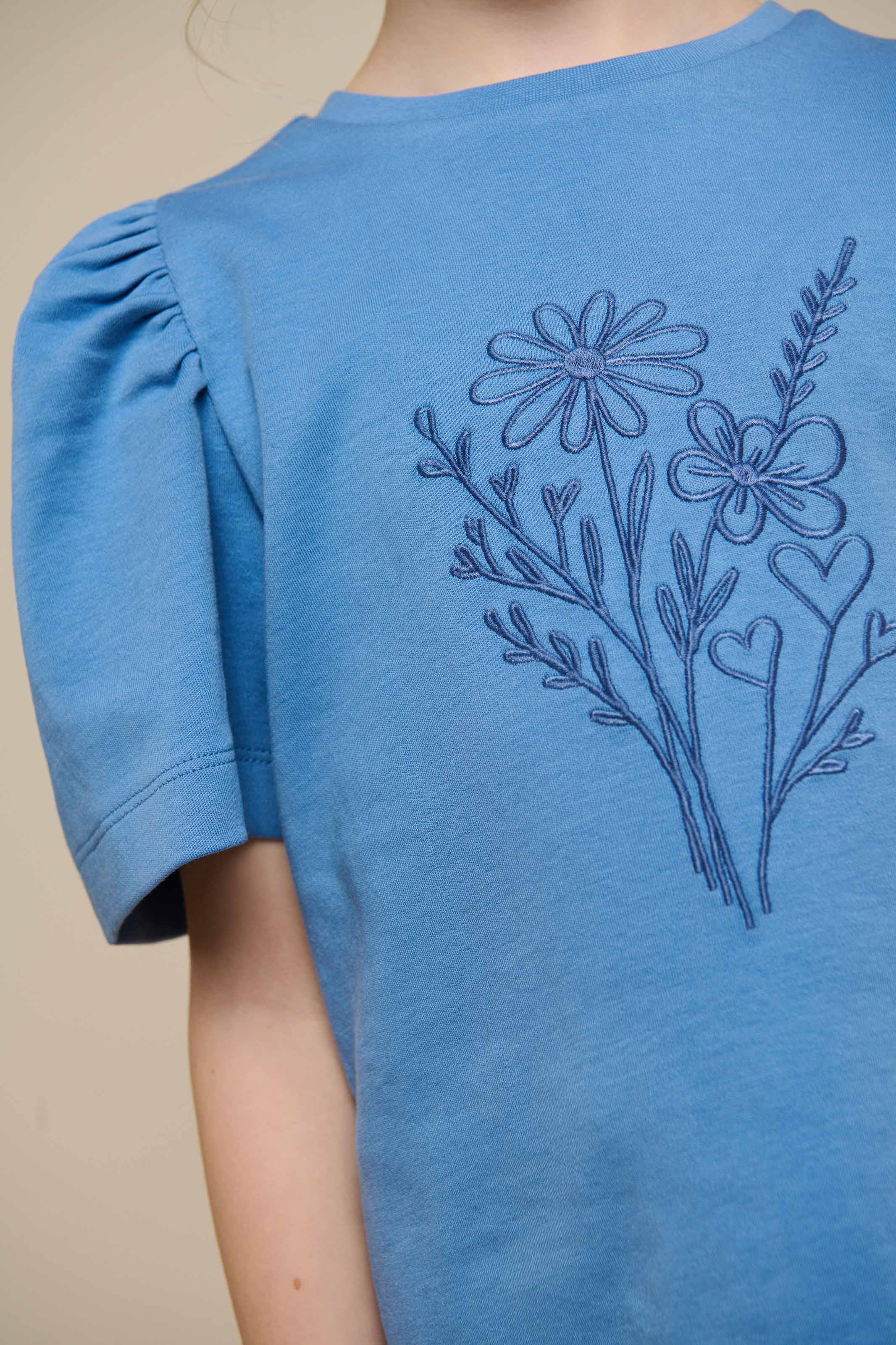 T-shirt With Embroidery - Tween - Dusty Blue | 101238 Amanda