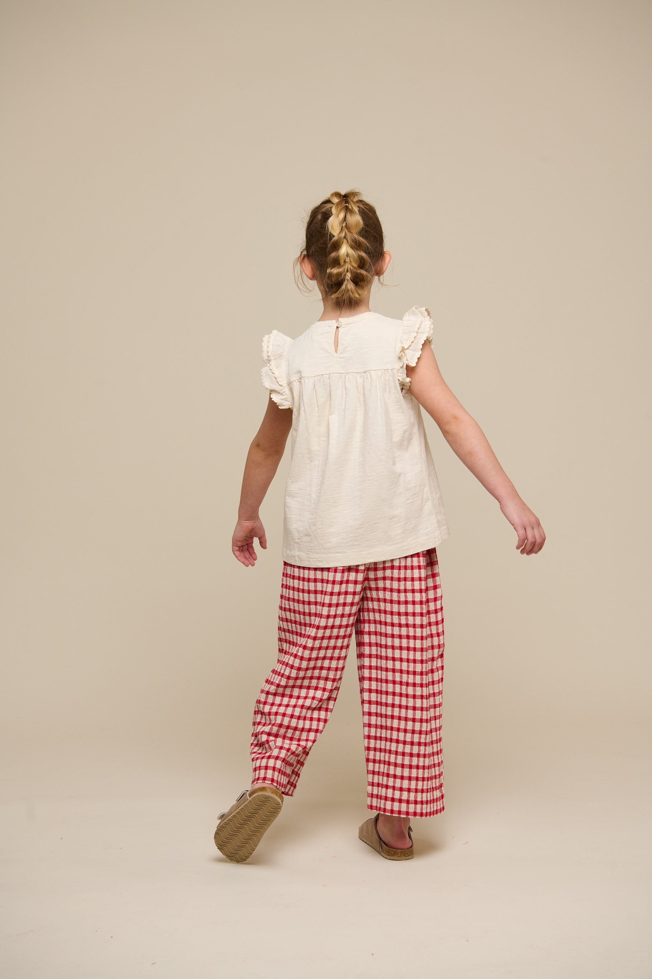 Checked Cotton Trousers - Tween - Cherry Red | 100907 Bonnie