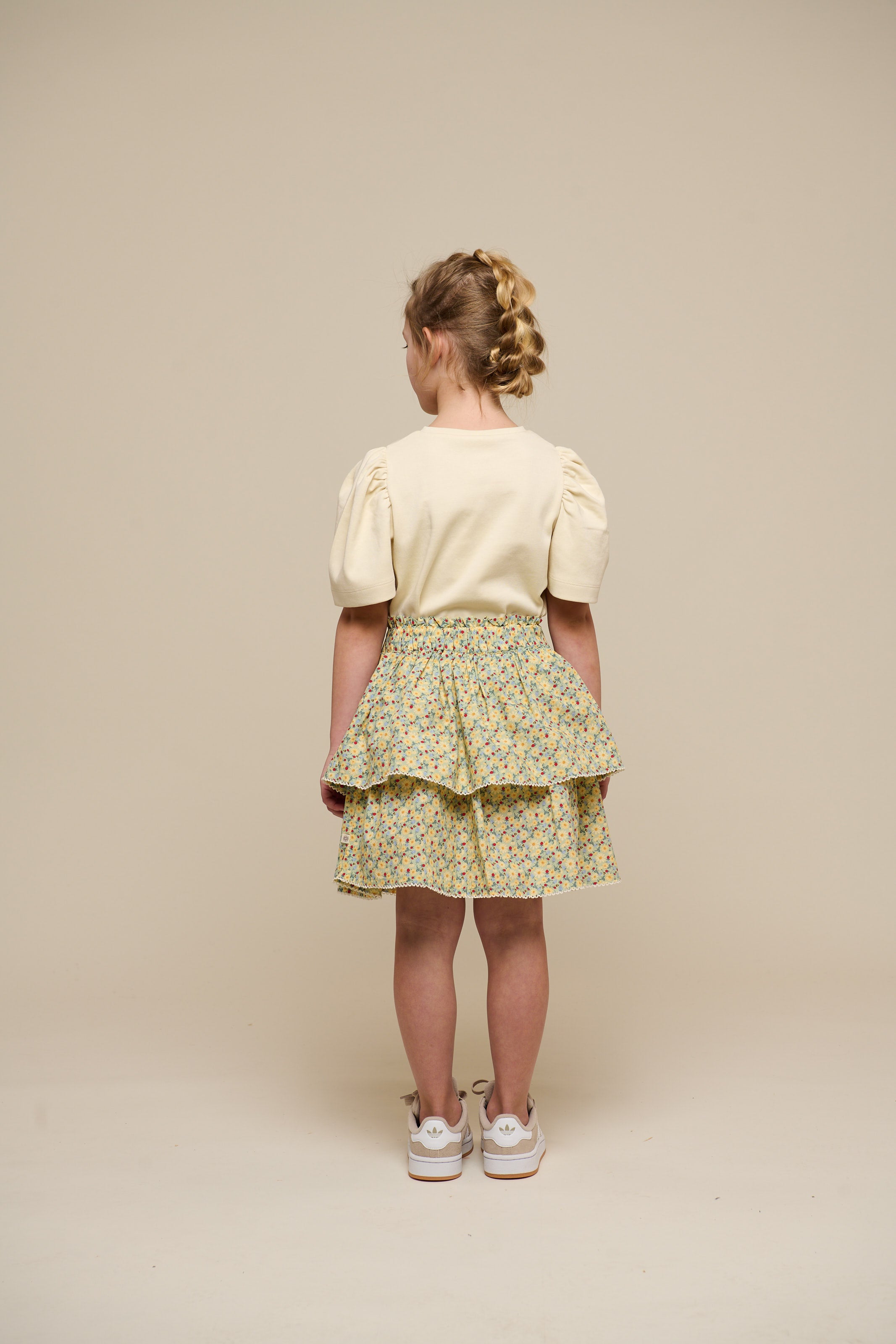 Flower Printed Poplin Frill Skirt - Tween - Green | 100955 Poppy