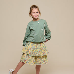 Embroidered Crewneck Sweatshirt - Tween - Dusty Green | 101212 Kimber