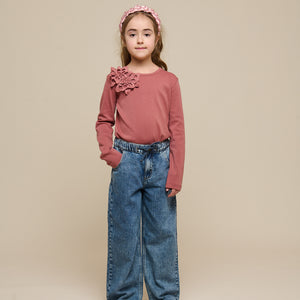 T-shirt with Flower Application - Tween - Old Rose | 101234 Sarah
