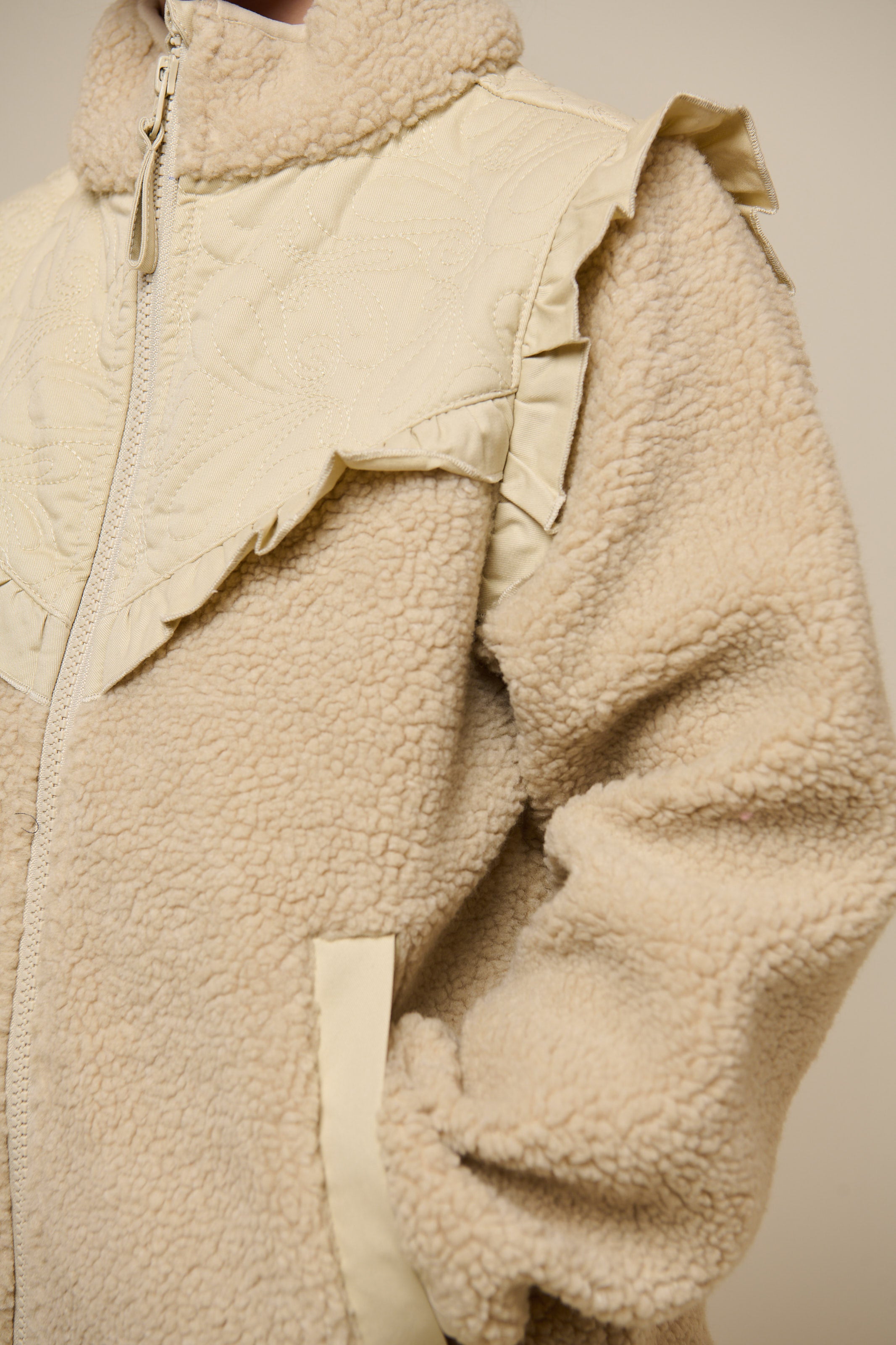 Pile Zip Jacket with Frills - Kids - Nature | 100638 Madison