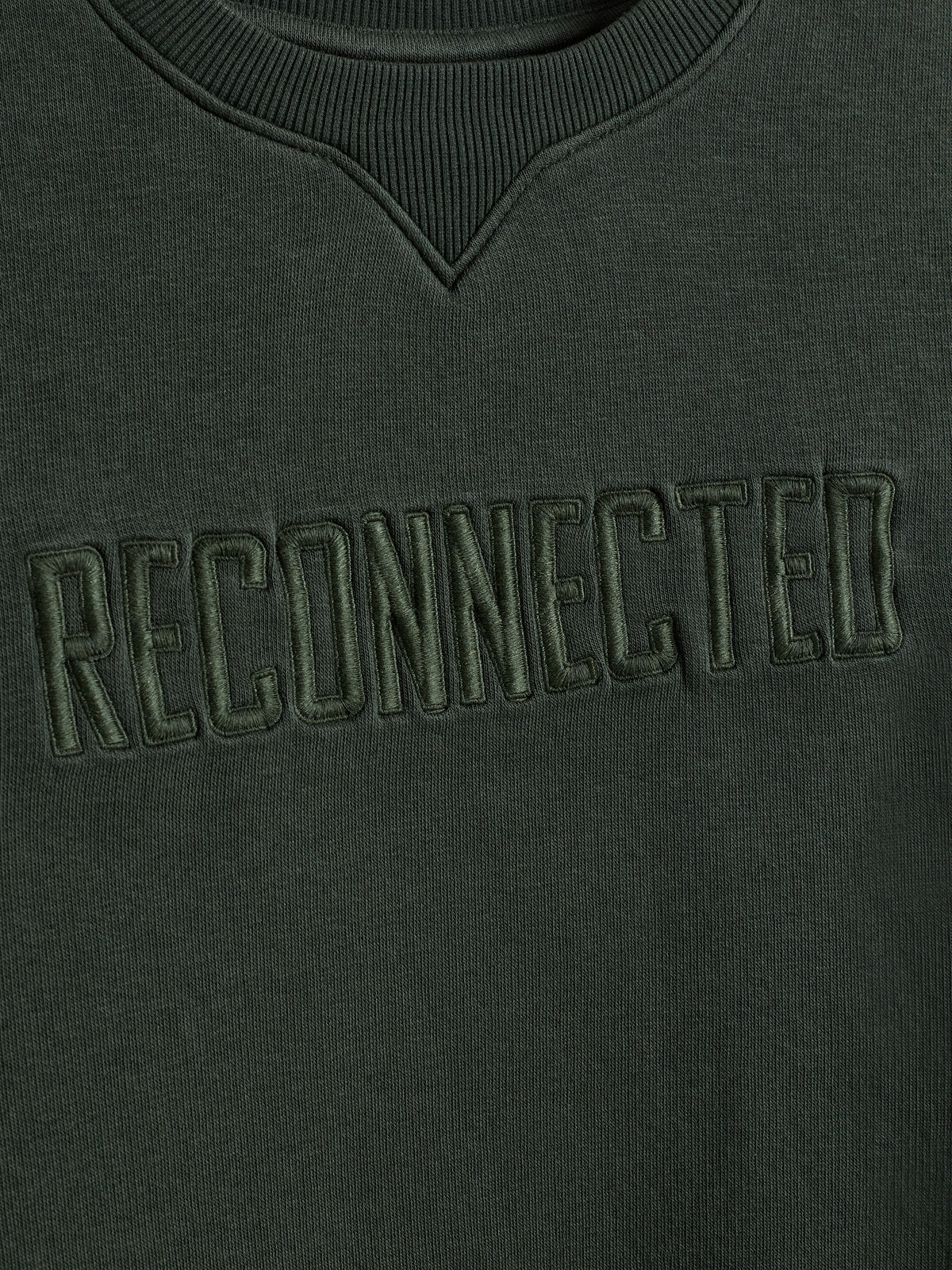 Sweatshirt w. Embroidery - Tween - Dark Green