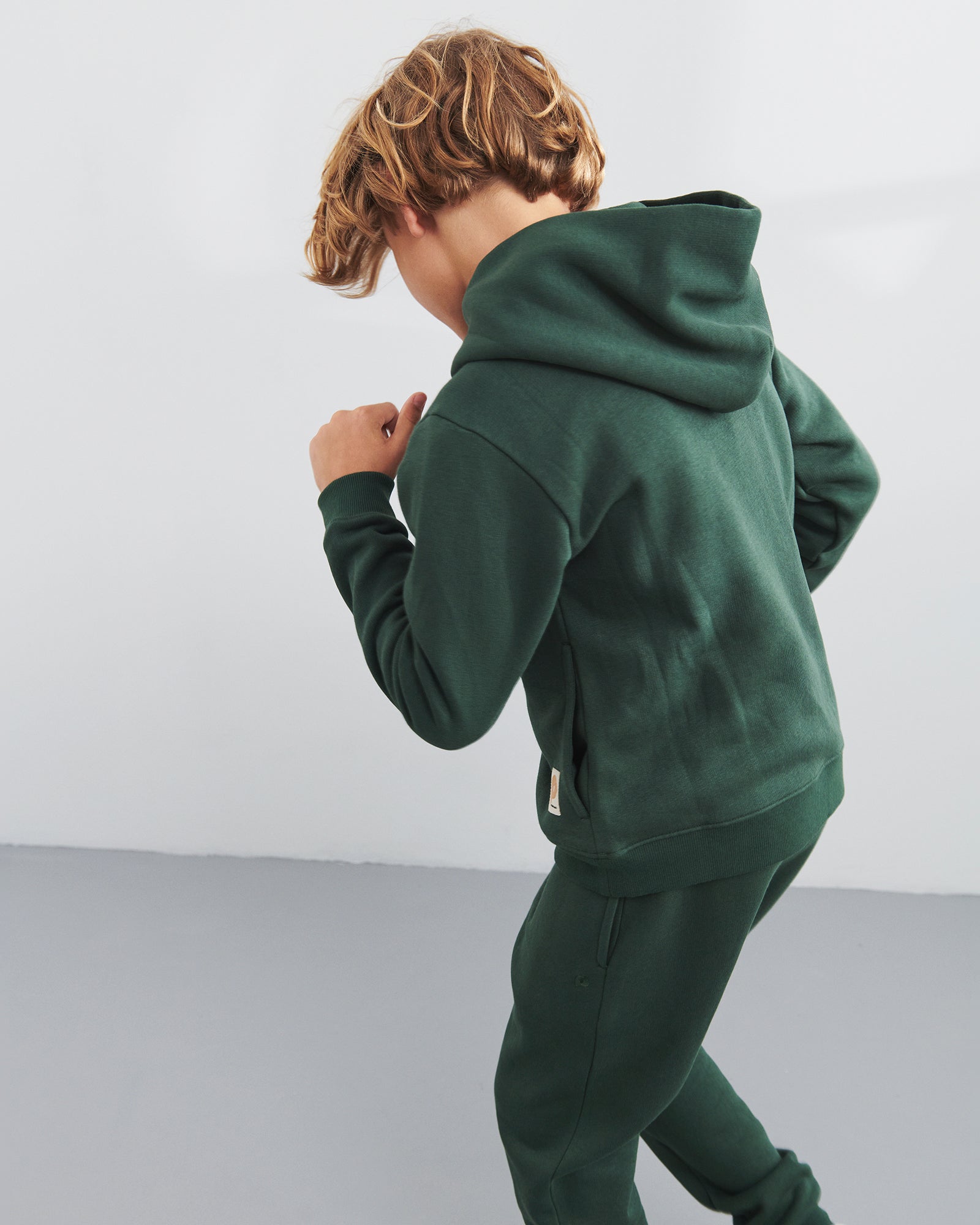 Hoodie w. Side Pocket - Tween - Dark Green