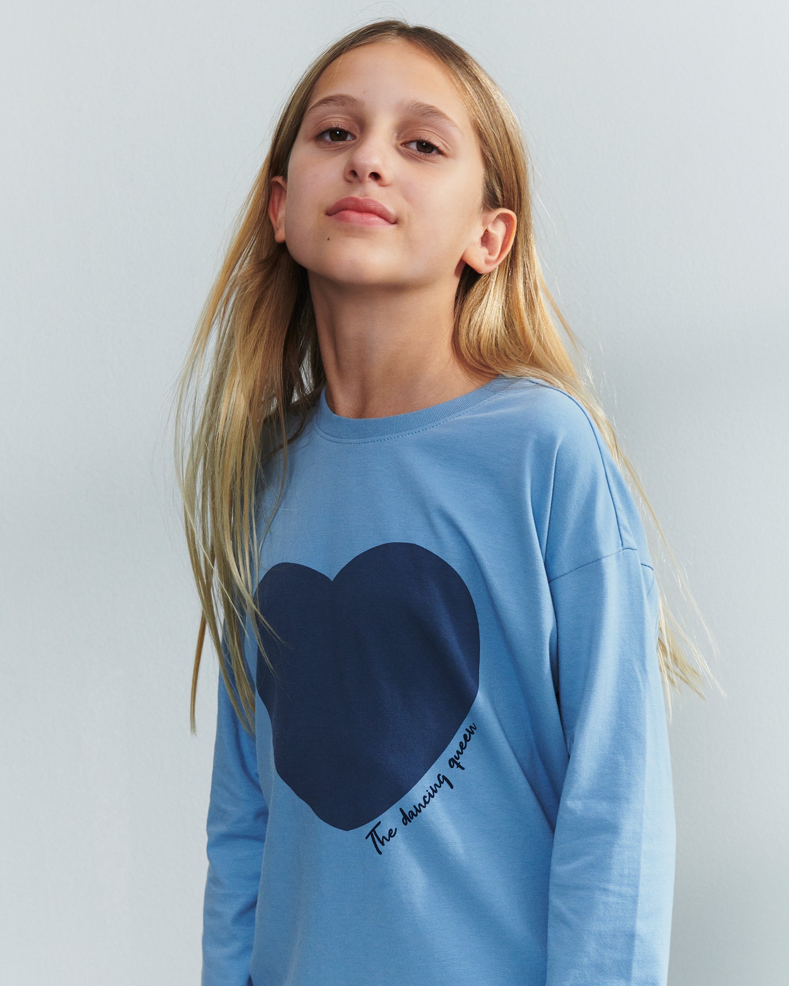 Heart Long Sleeve T-shirt - Tween - Blue