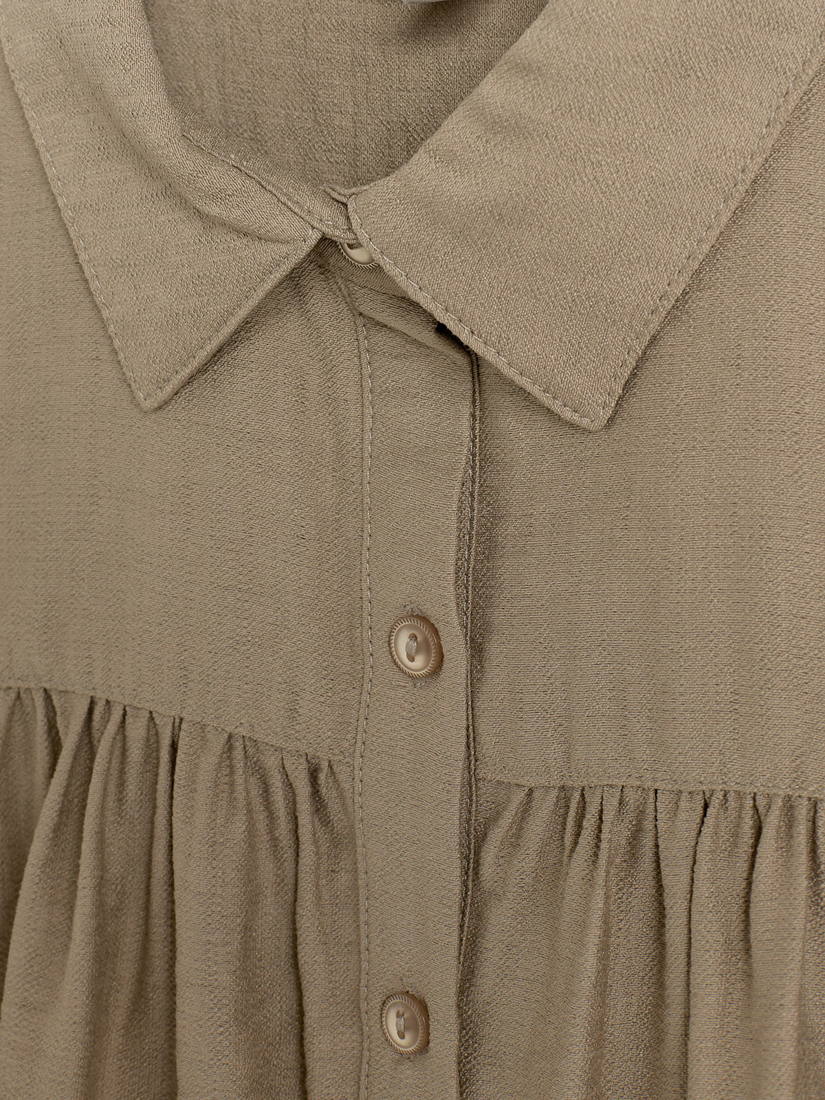 Blouse w. Shirt Collar - Tween - Dark Beige