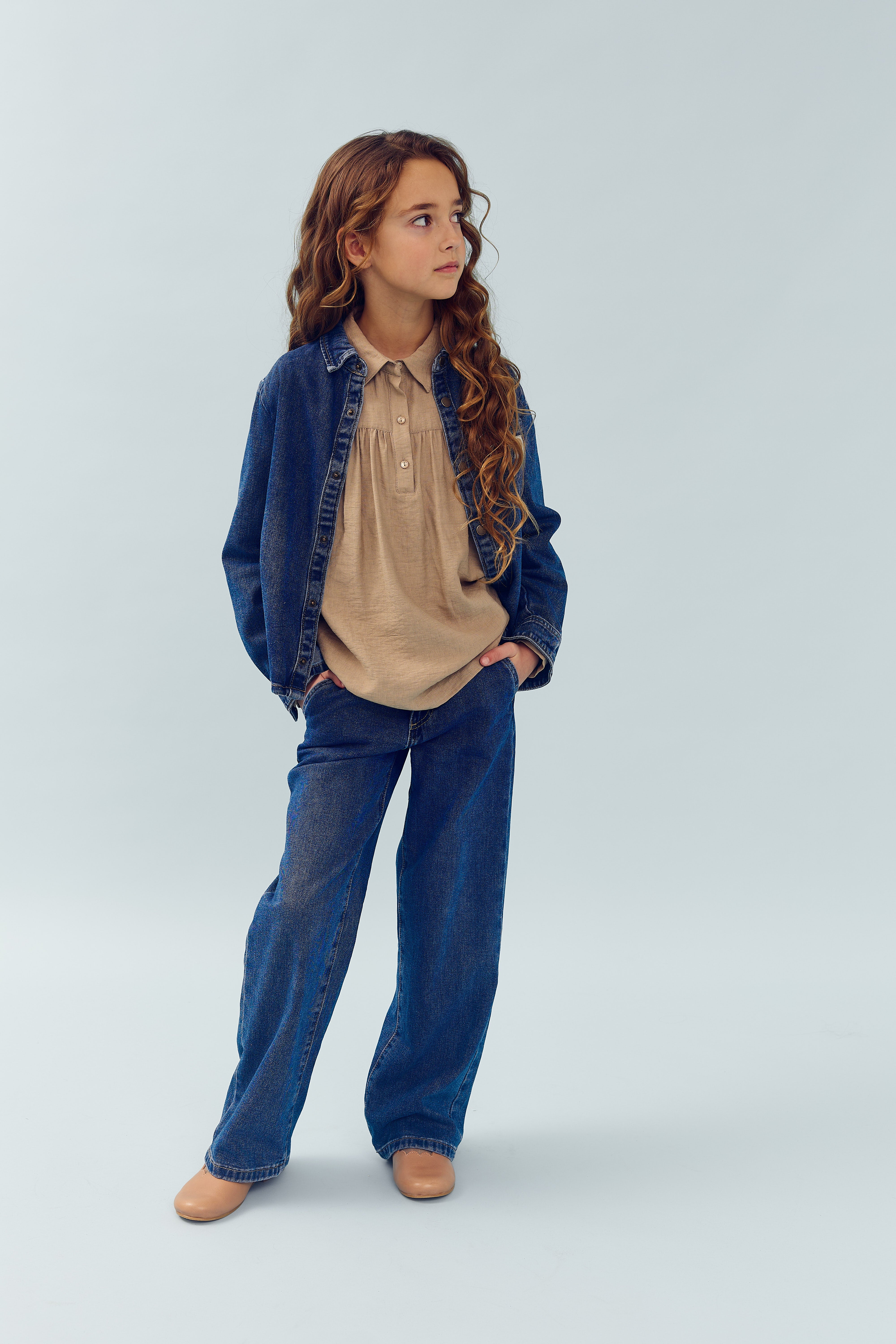 Wide Leg Jeans - Tween - Dark Blue Denim