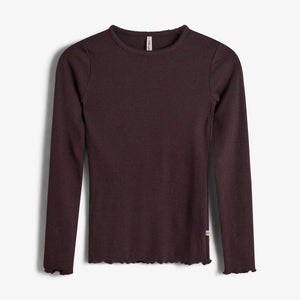 Basic Modal Long Sleeve Rib T-shirt - Tween - Dark Purple