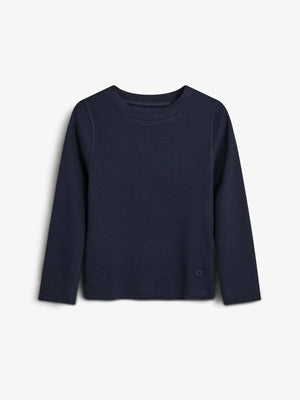 Long Sleeve Basic Rib T-shirt - Tween - Navy