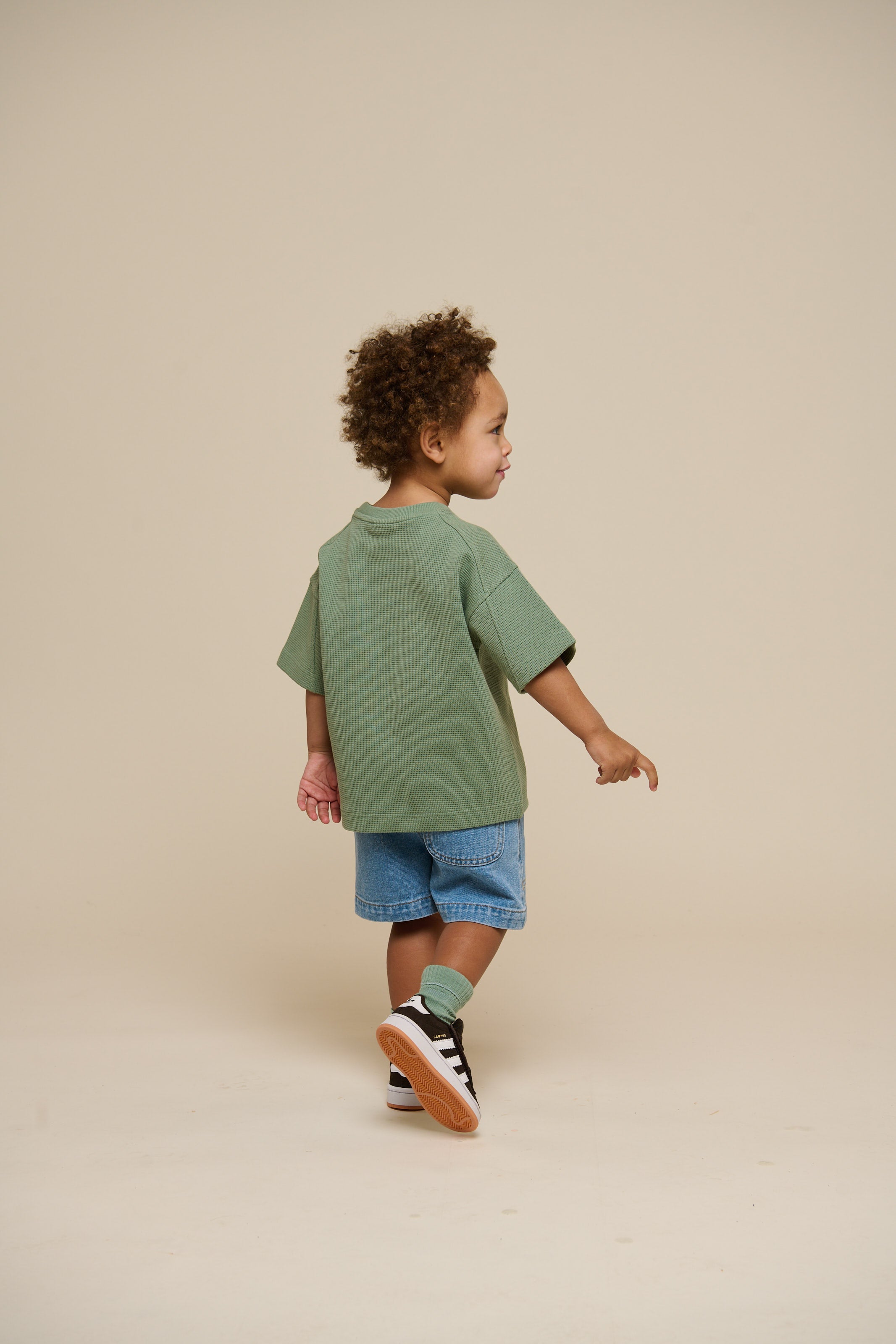 Waffle T-shirt - Kids - Dusty Green | 101155 Evan