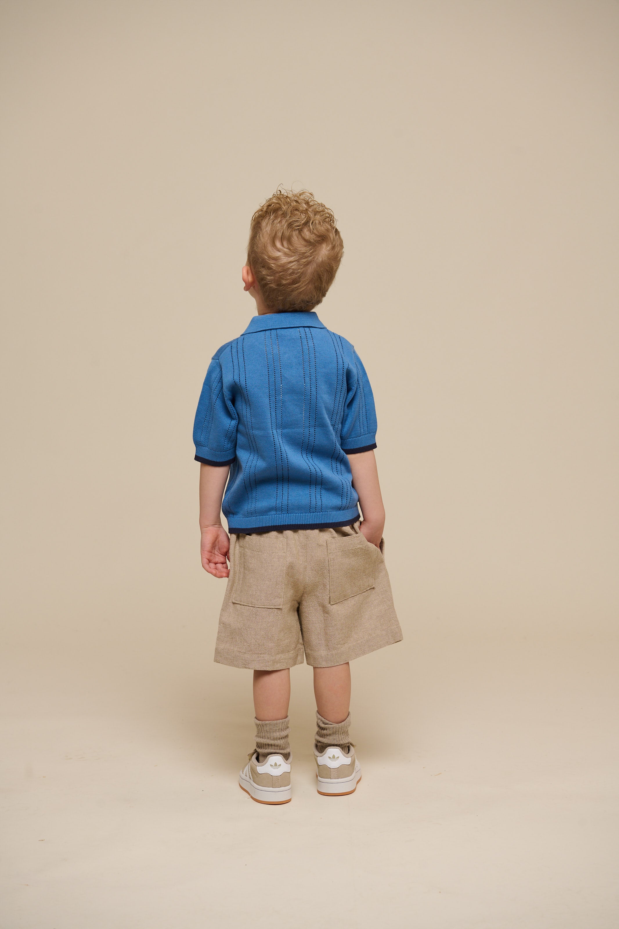 Textured Woven Cotton Shorts - Kids - Sand | 101197 Walter