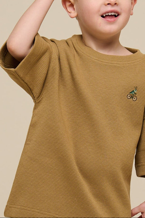 Waffle T-shirt - Kids - Khaki | 101148 Evan