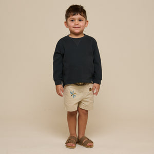 Embroidered Cotton Shorts - Kids - Light Beige | 101063 Erik