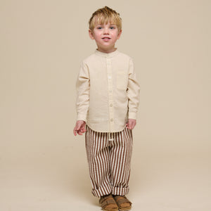 Striped Seersucker Trousers - Kids - Brown | 101189 Frank