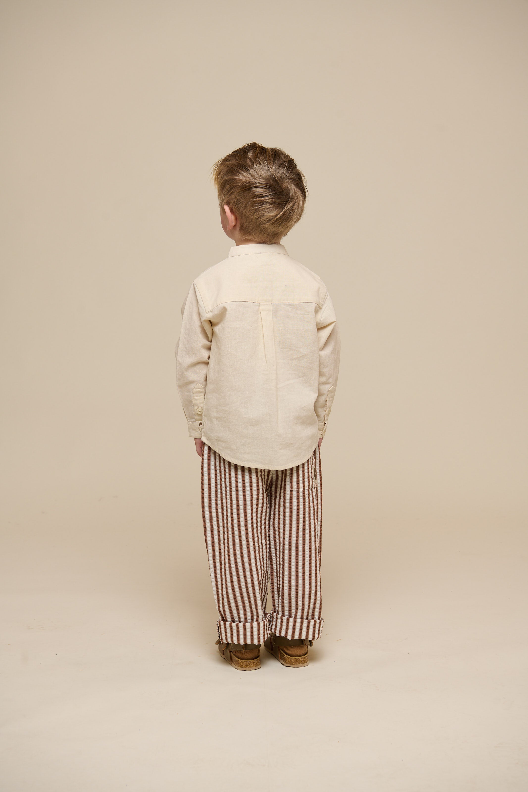 Striped Seersucker Trousers - Kids - Brown | 101189 Frank
