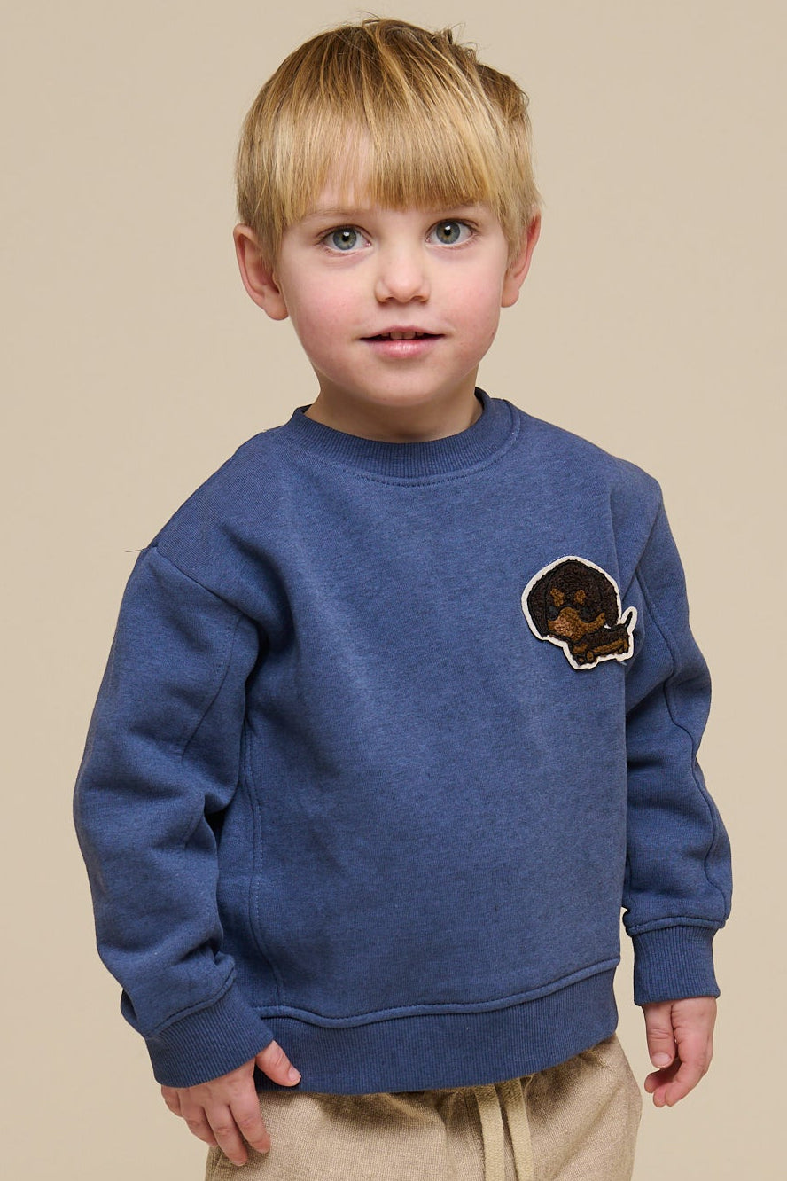 Crewneck Sweatshirt - Kids - Indigo Blue Melange | 100888 Justin