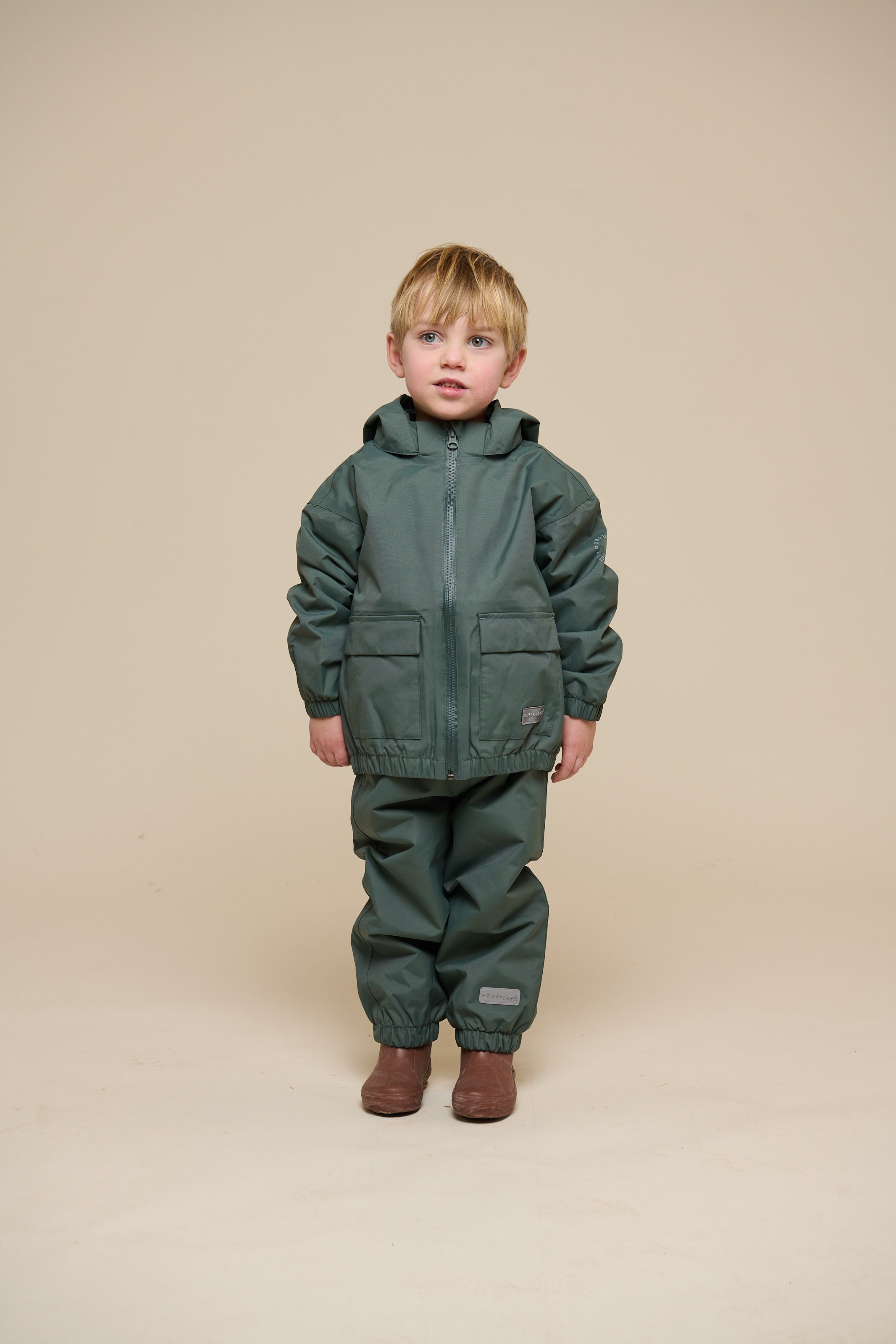 Shell Jacket with Patch Pocket - Kids - Dusty Dark Green | 100501 Luke