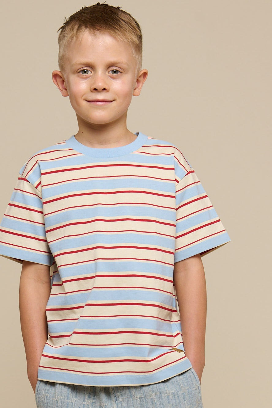 Retro Striped T-shirt - Tween - Powder Blue | 101276 Steven