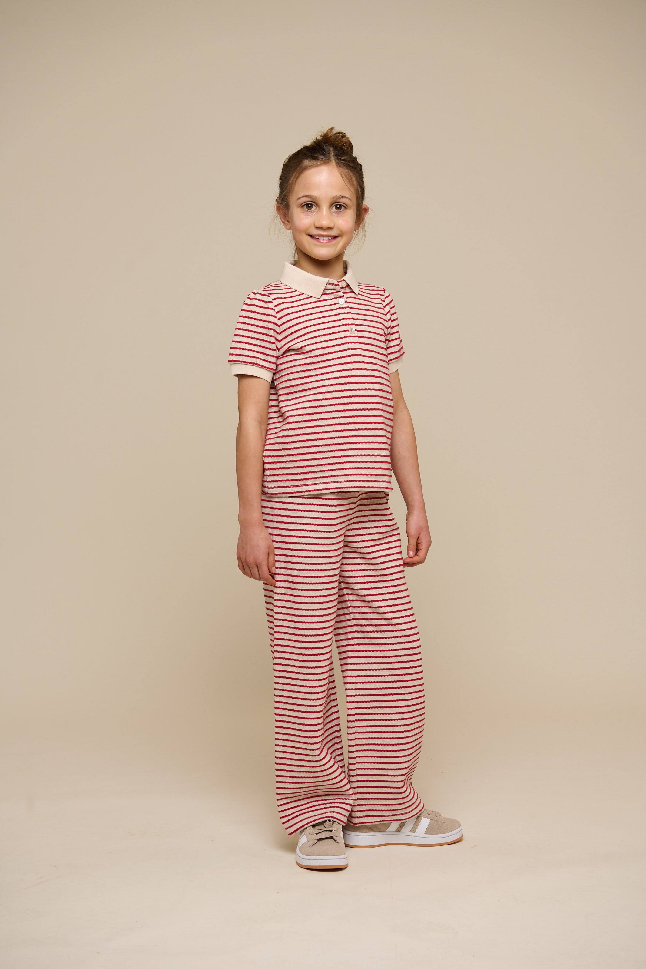 Striped Wide-leg Jersey Trousers - Tween - Cherry Red | 100996 Emmie