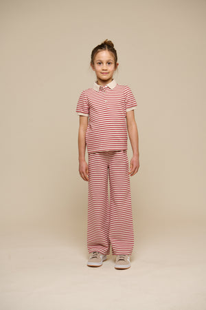 Striped Jersey Polo - Tween - Cherry Red | 101003 Emmie