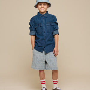 Denim Shirt - Kids - Dark Blue Denim | 100176 Delhi
