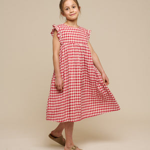 Checked Cotton Dress - Tween - Cherry Red | 100905 Bonnie