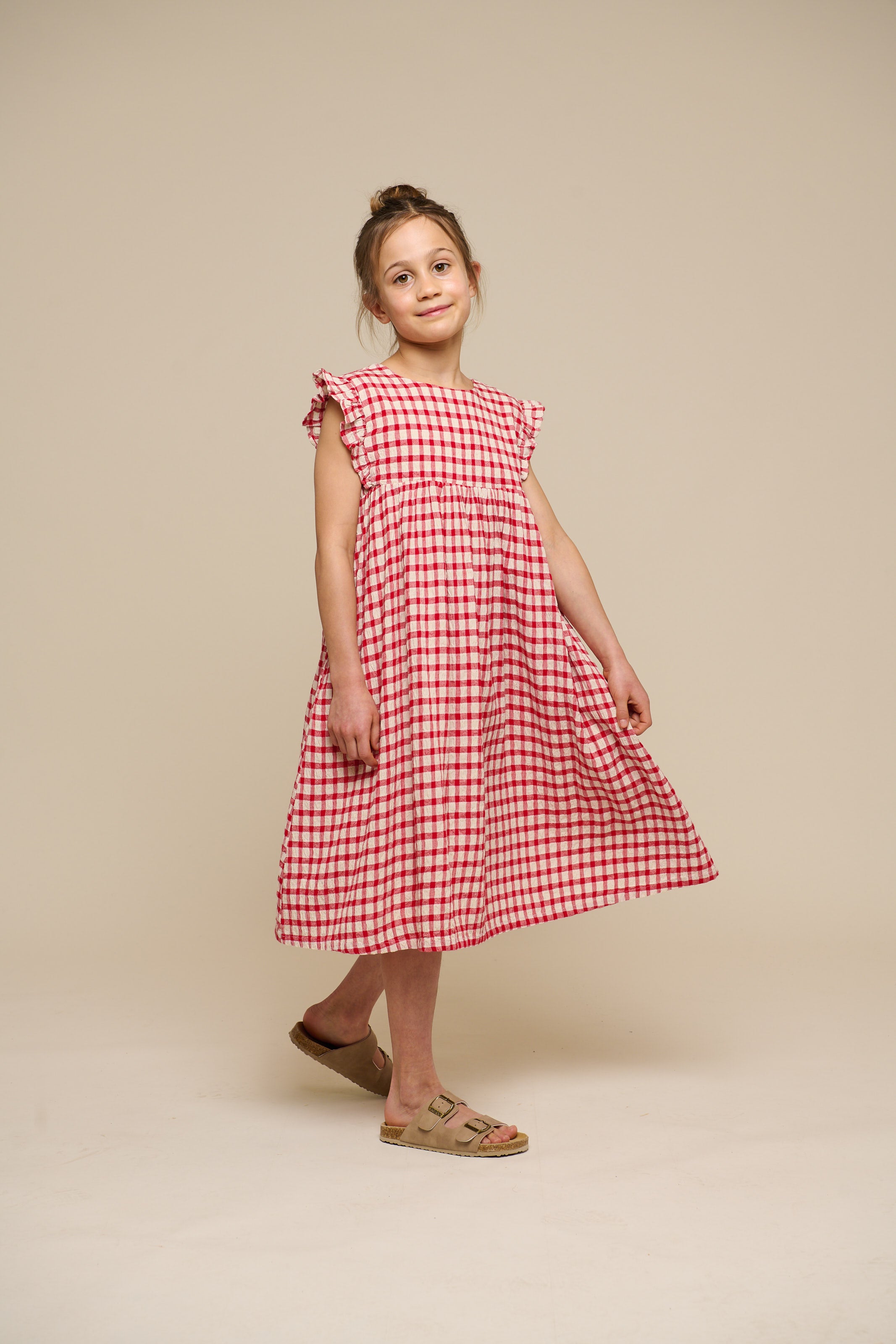 Checked Cotton Dress - Tween - Cherry Red | 100905 Bonnie