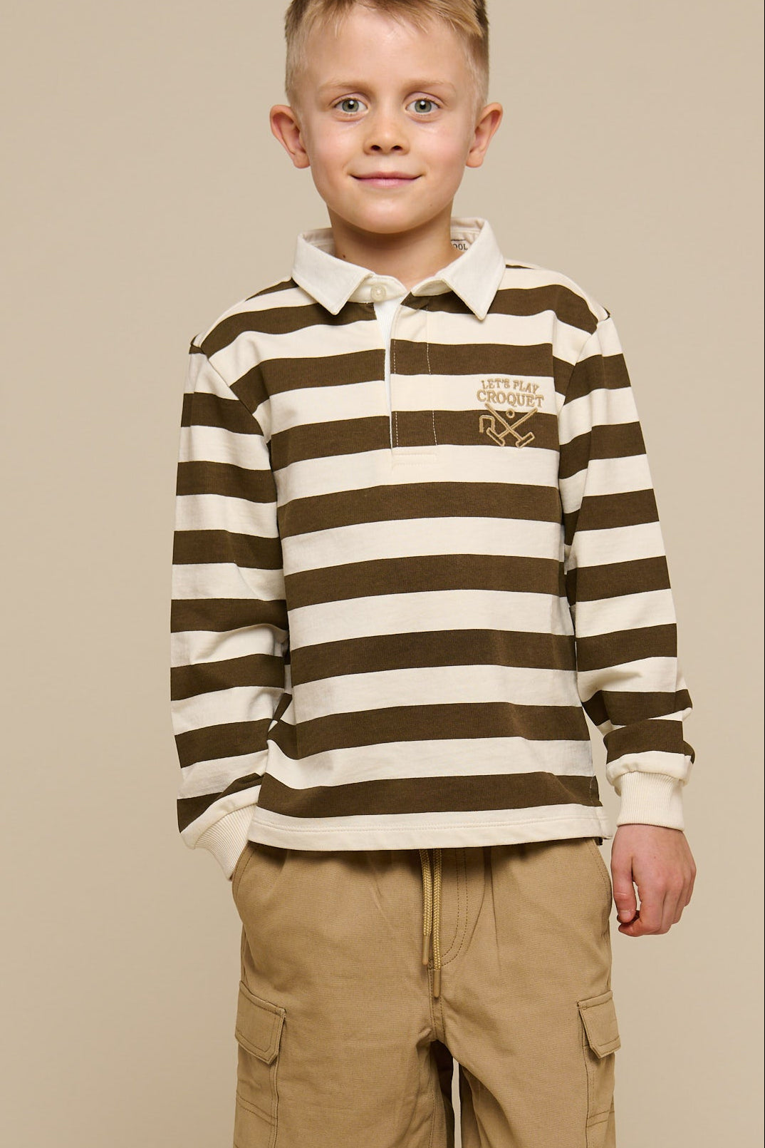 Gestreiftes Polo-Sweatshirt - Tween - Dark Brown/Offwhite | 101398 Marco