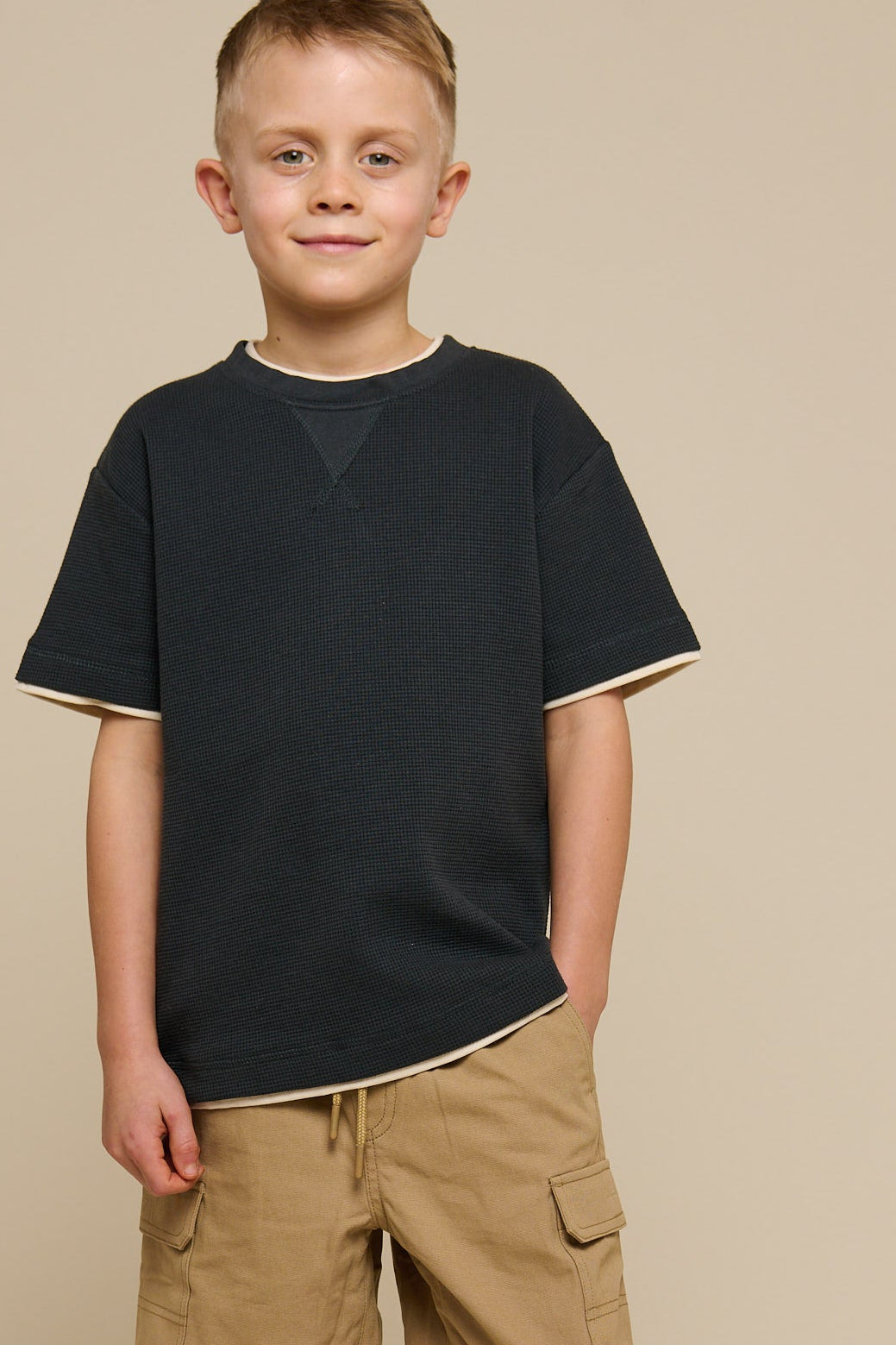 Textured Short Sleeve T-Shirt - Tween - Forest Green | 100714 Malthe