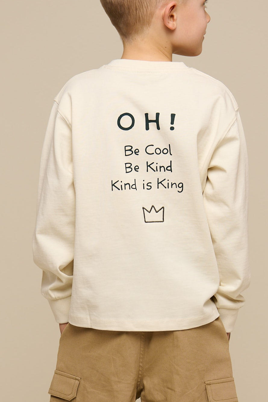 Oversized Long Sleeve T-shirt - Tween - Off White | 100853 August