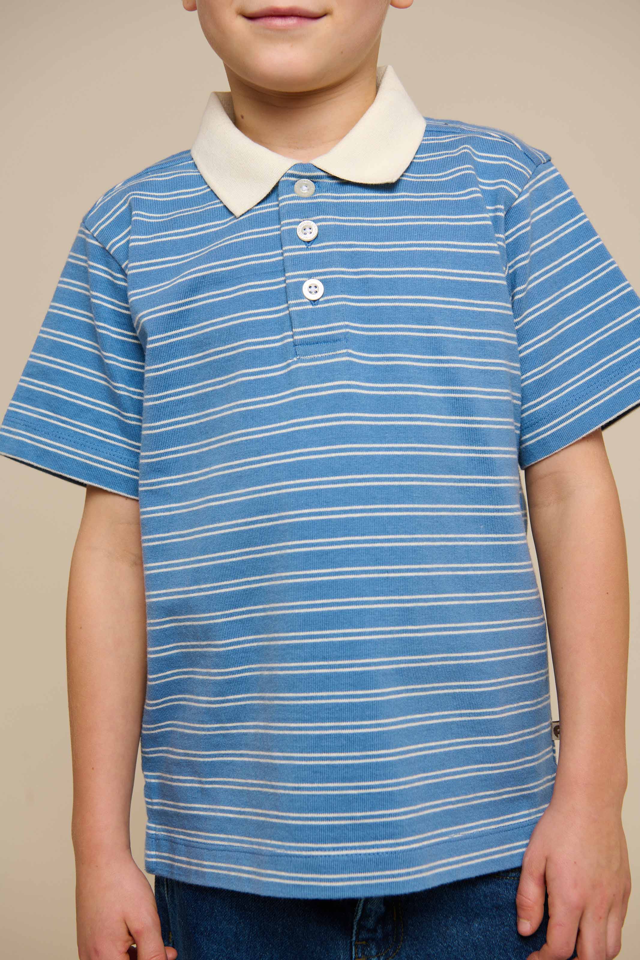 Striped Jersey Poloshirt - Tween - Dusty Blue | 101176 Otto