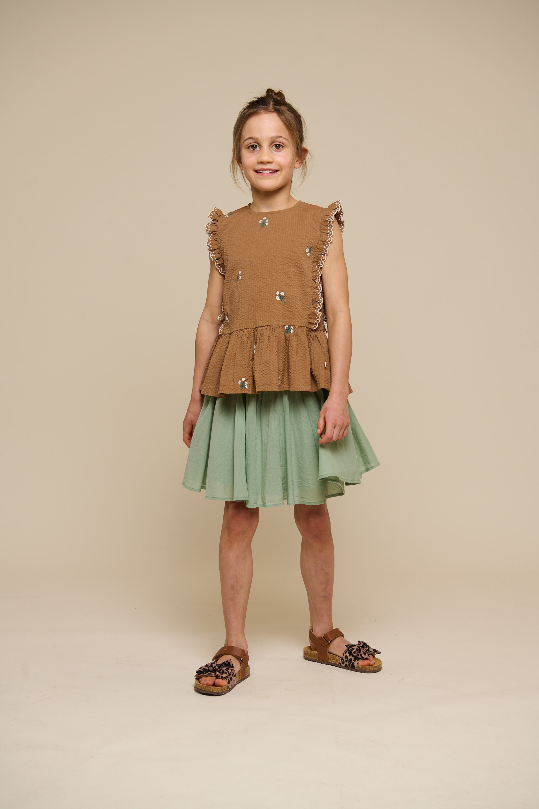 Embroidered Seersucker Top - Tween - Coconut | 100983 Nora