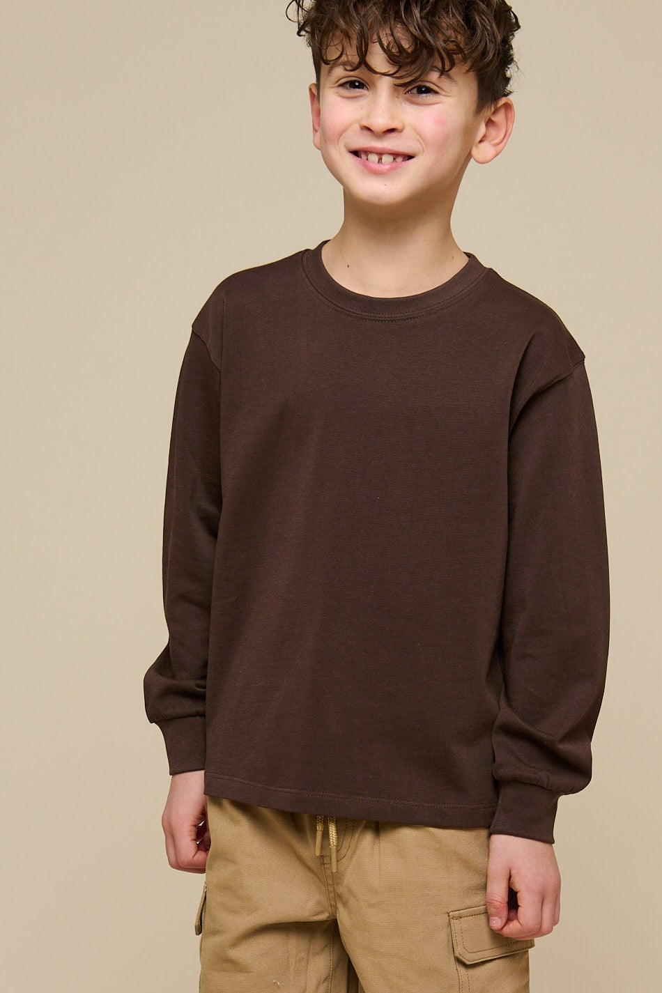 Oversized Long Sleeve T-shirt - Tween - Chocolate | 100852 August