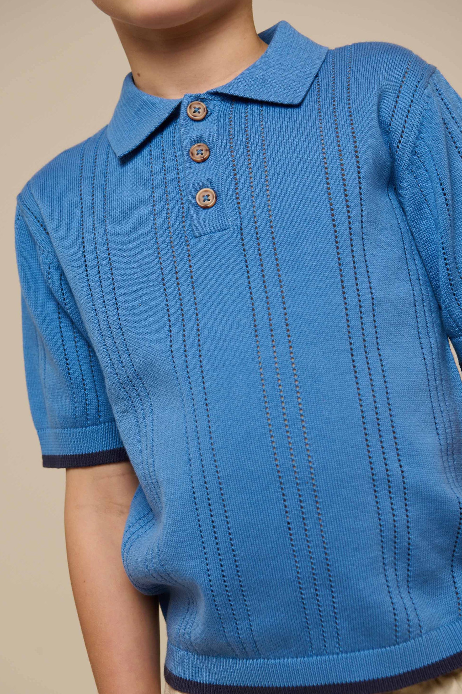 Blue knitted Polo - Tween - Dusty Blue | 101244 Dylan
