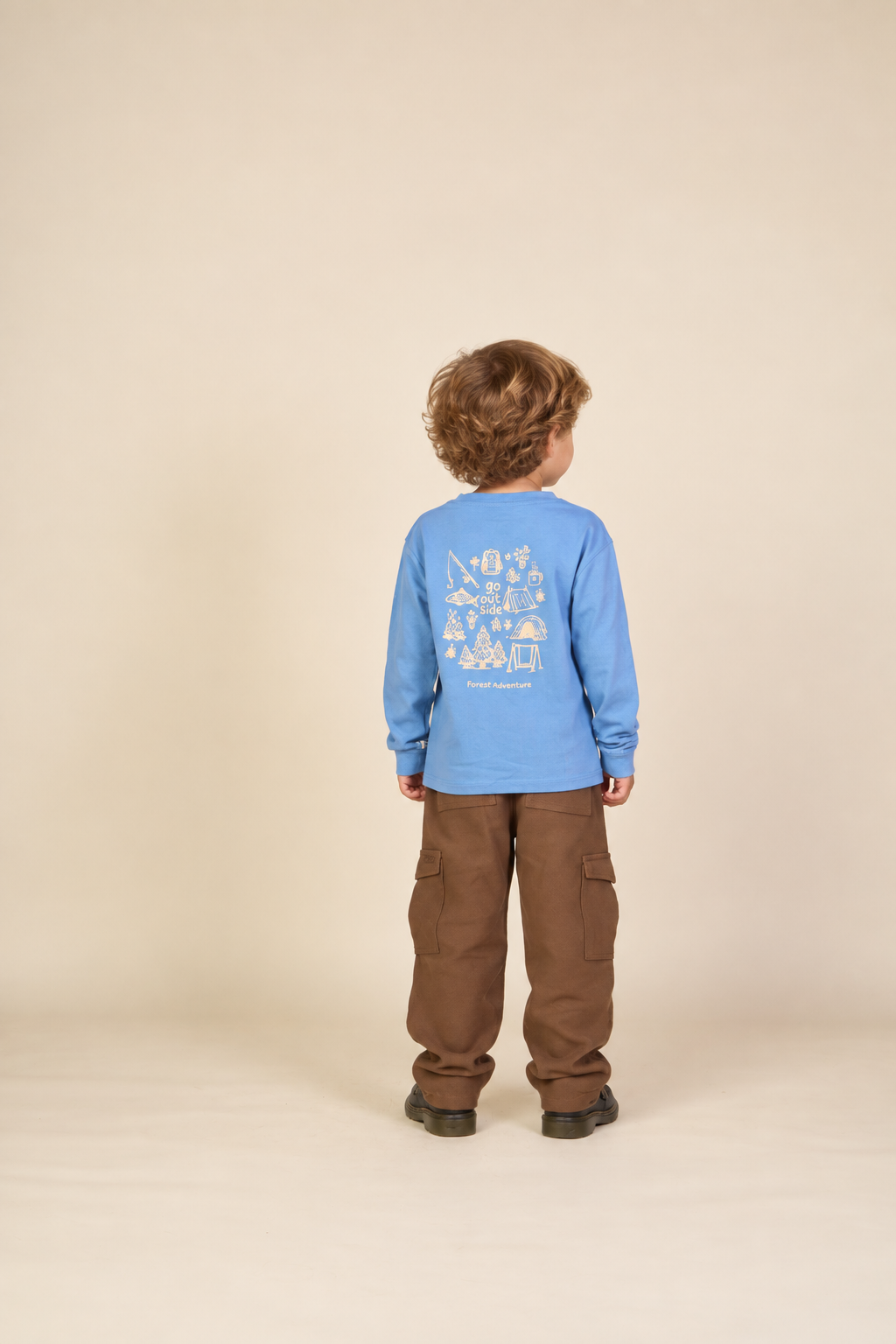 Long-Sleeve T-Shirt with Back Print - Kids - Dusty Blue | 101707 Weston