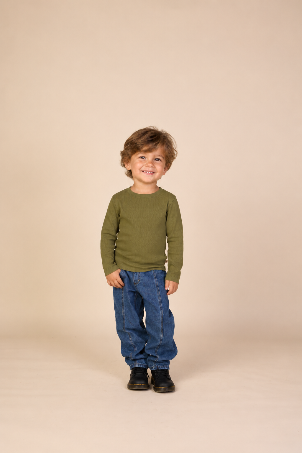 Ribbed Long-Sleeve T-Shirt - Kids - Moss Green | 101599 Conrad