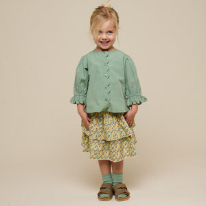Poplin Blouse with Scallop Edge - Kids - Dusty Green | 101047 Joy