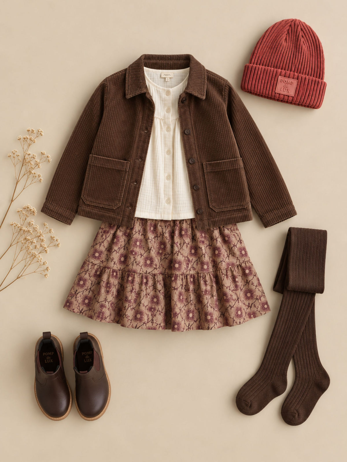 Floral Cotton Skirt - Kids - Rose/Bordeaux | 101429 Nova