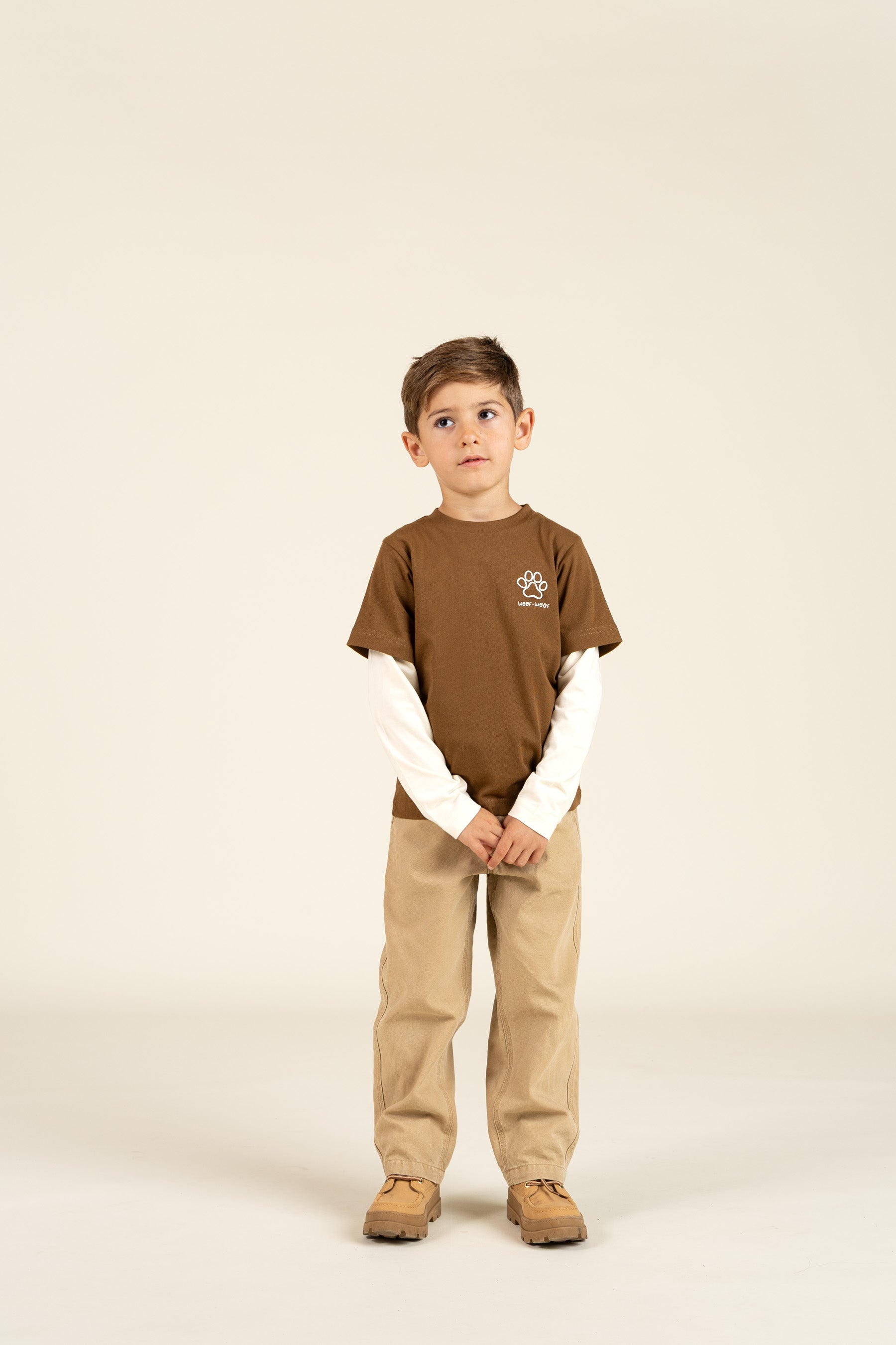 Double Sleeve Boxy T-shirt - Kids - Coffee | 100838 Alex