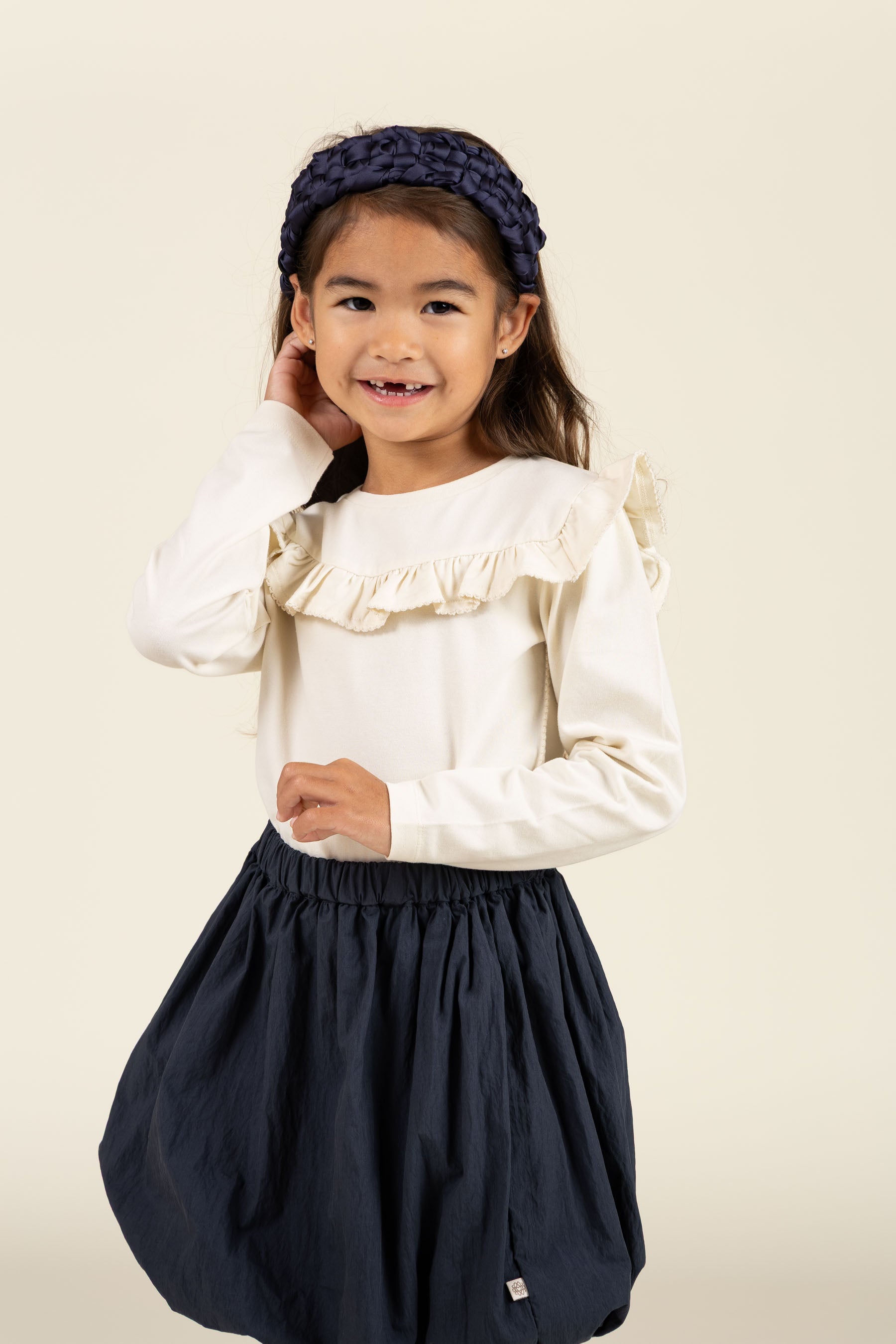 Frill Jersey Blouse - Kids - Off White | 100862 Talia