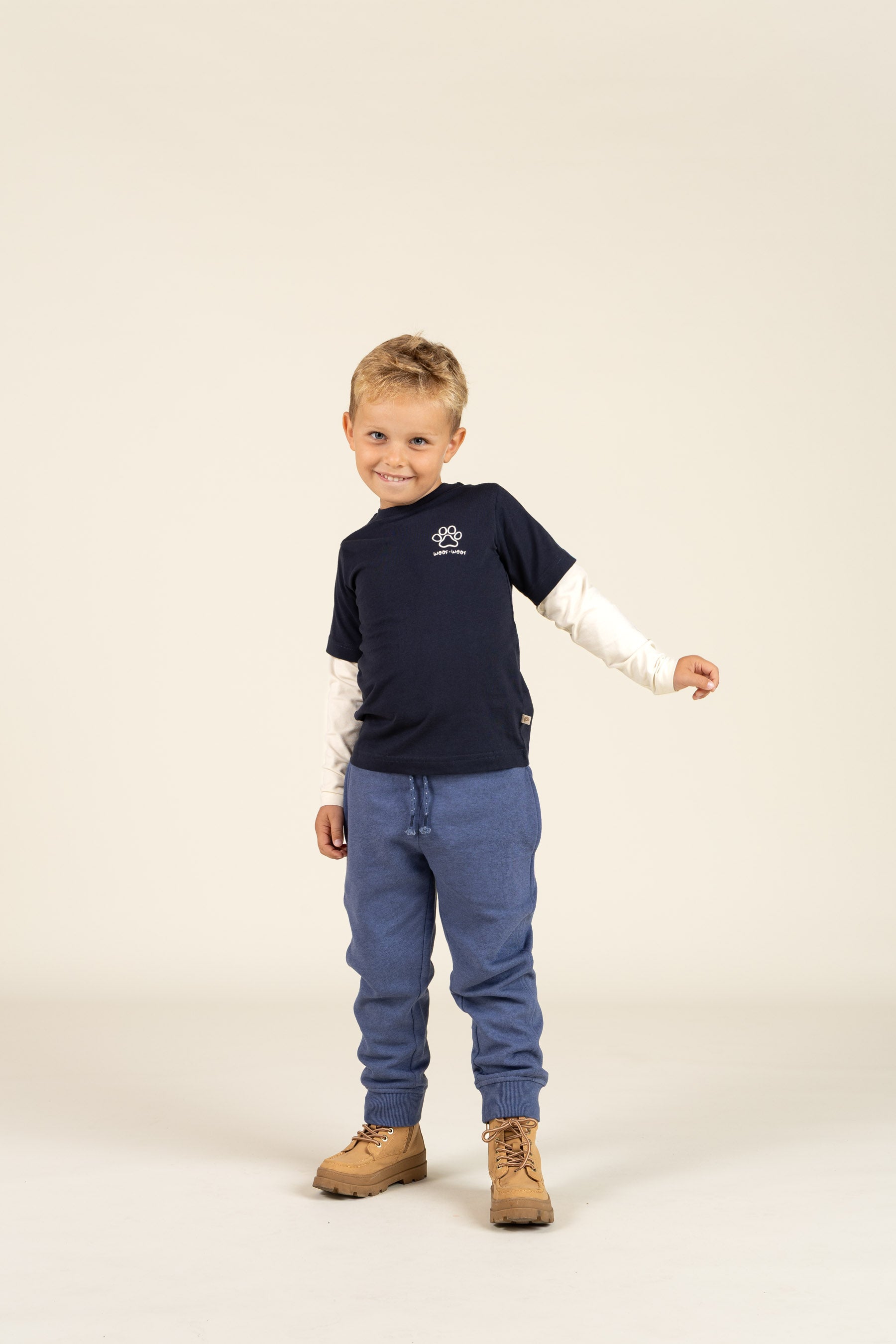 Double Sleeve Boxy T-shirt - Kids - Navy | 100836 Alex