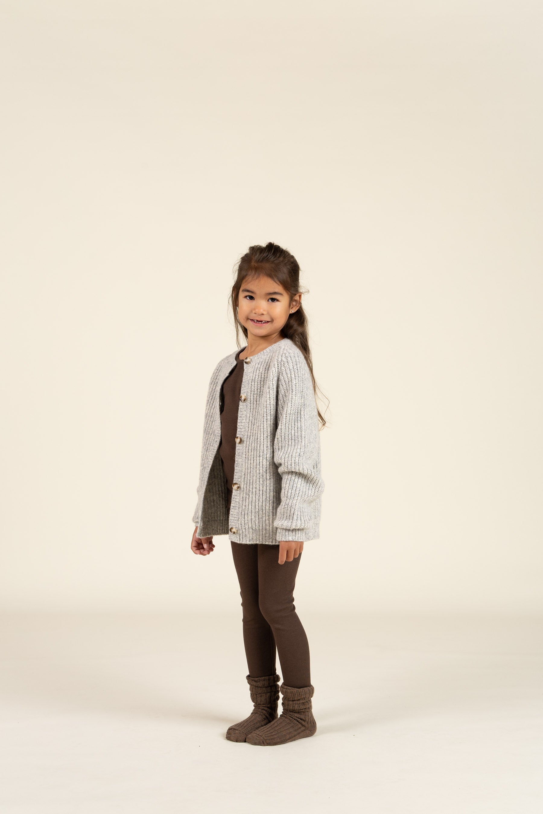 unisex Wool Mix Cardigan - Kids - Grey Melange | 100746 Cork